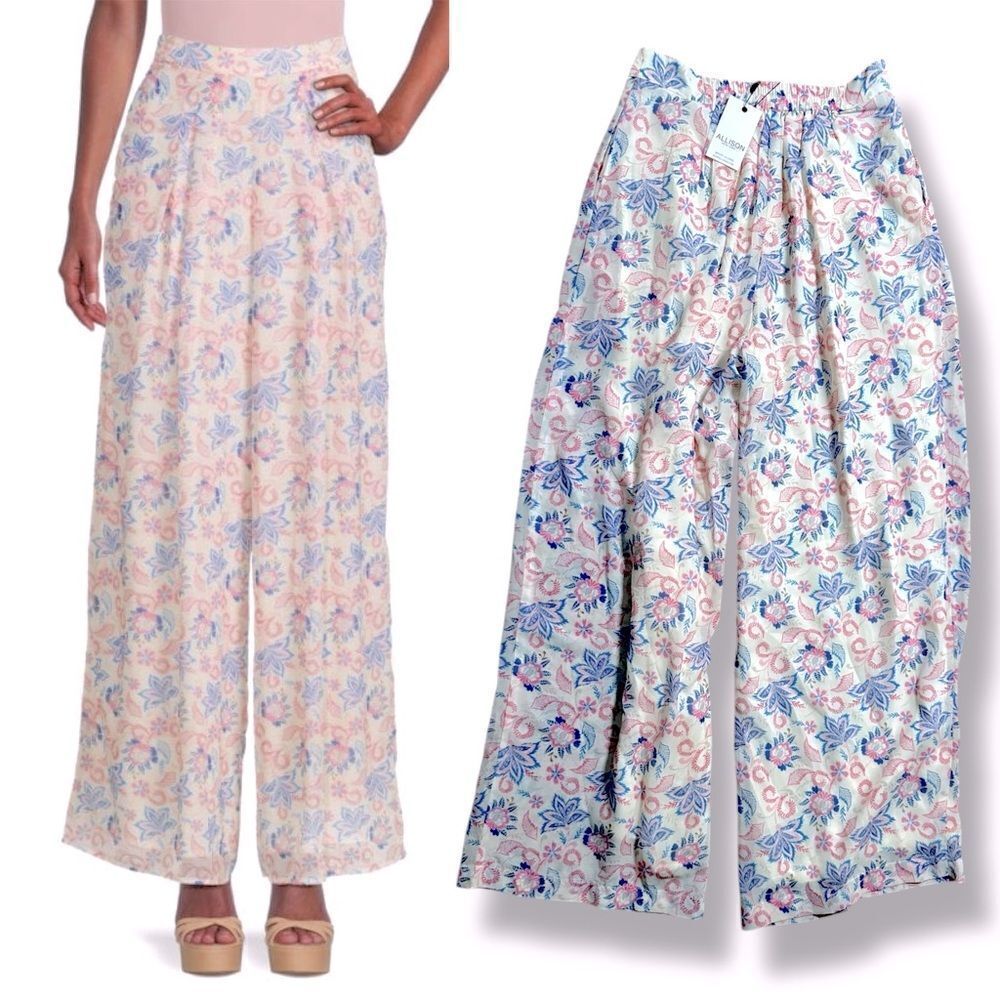NEW ALLISON NEW YORK Wide Leg Pants in Candy Paisley